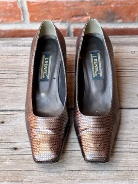 J Renee Mary Brown Lizard Print Heels Pumps Sz 9M